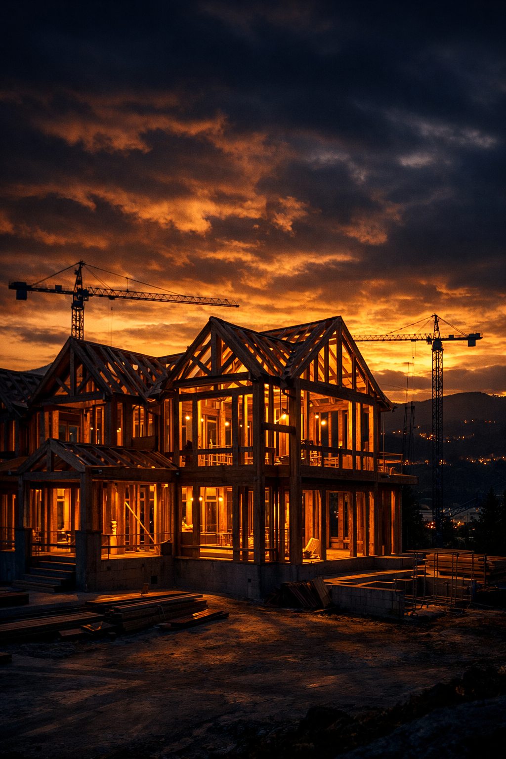 Construction at twilight