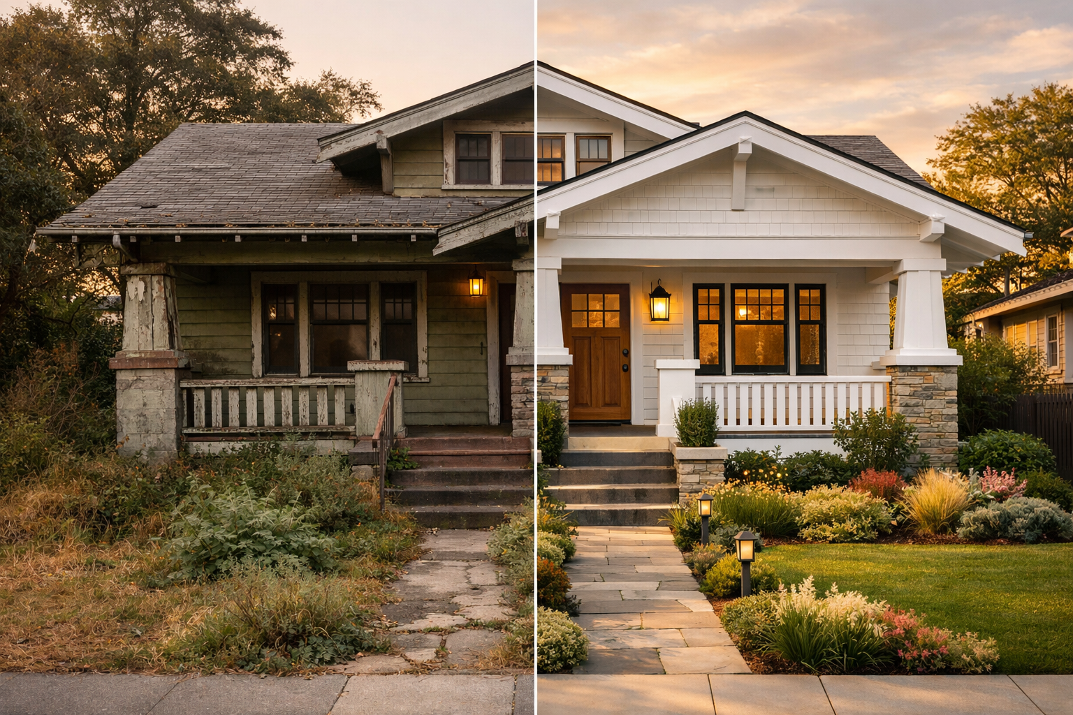 Craftsman Revival — before and after craftsman renovation